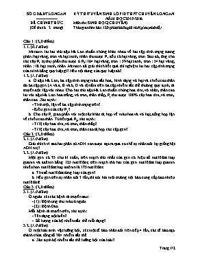 Kỳ thi tuyển sinh vào lớp 10 môn Sinh học - Năm học 2015-2016 - Trường THPT chuyên Long An